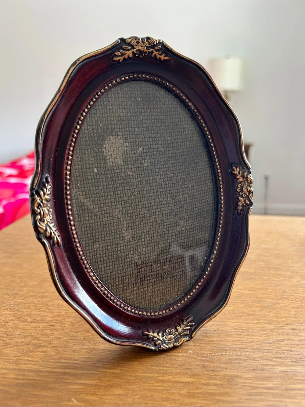 Vintage Mahogany and Gold Oval Picture Frame